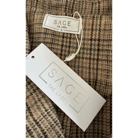 Sage The Label Plaid double flap crop Button Up top Women’s Size Small NEW Nwts - Picture 6 of 11